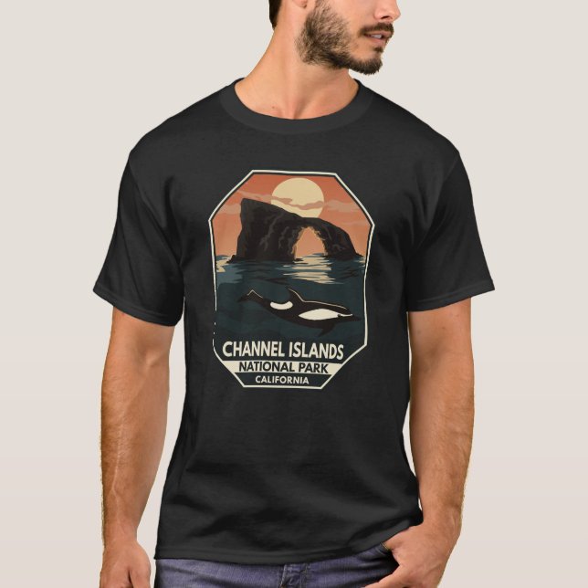 Channel Islands National Park Dolphin Retro Emblem T-Shirt (Front)