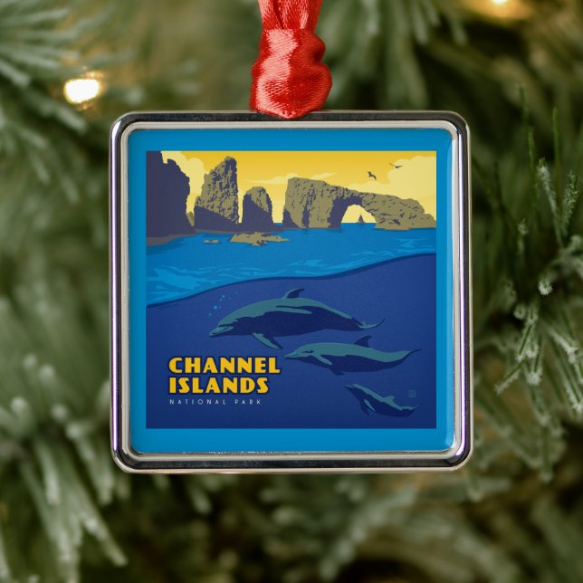 Channel Islands National Park Dolphins Metal Tree Decoration (Tree)