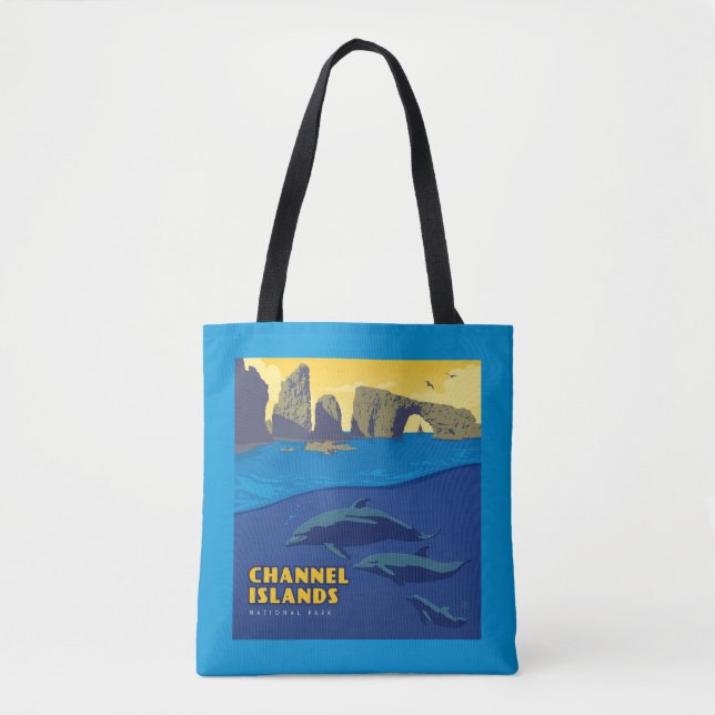 Channel Islands National Park Dolphins Tote Bag (Front)