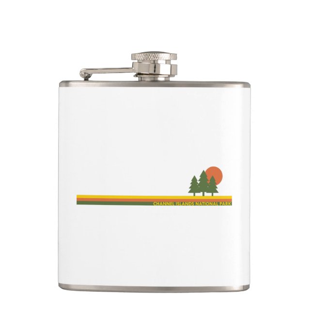 Channel Islands National Park Pine Trees Sun Hip Flask (Front)