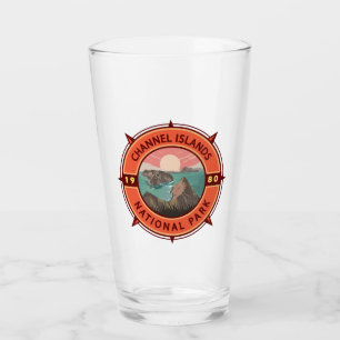 Channel Islands National Park Retro Compass Emblem Glass