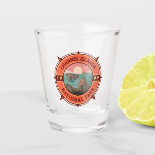 Channel Islands National Park Retro Compass Emblem Shot Glass
