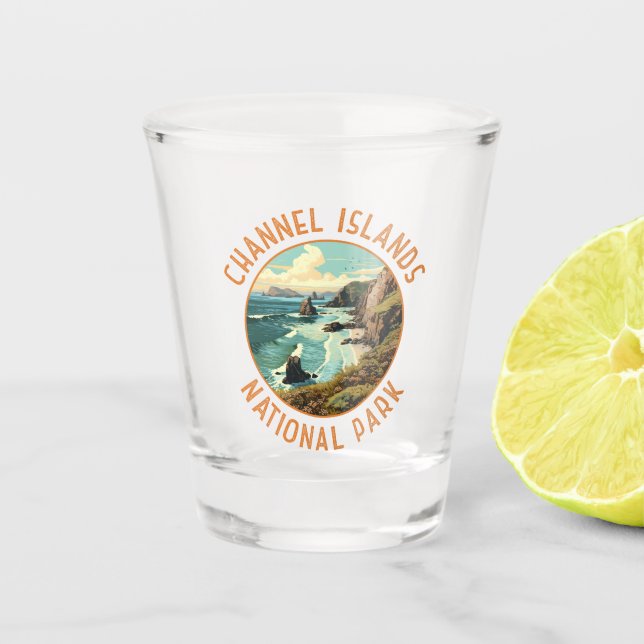 Channel Islands National Park Retro Distressed Art Shot Glass (Front)