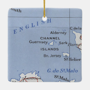 Channel Islands Vintage Map Ceramic Ornament