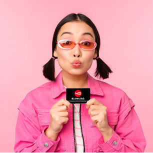 CHANNEL NAME YOU TUBER LOGO QR CODE Black White Business Card