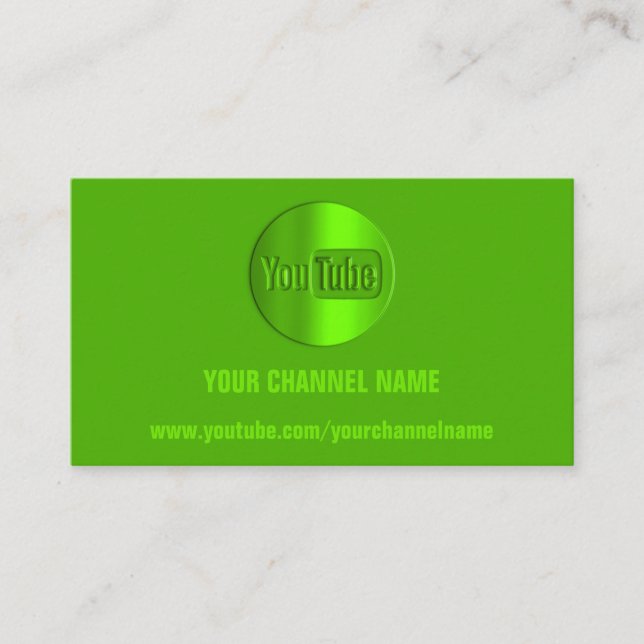 CHANNEL NAME YOU TUBER LOGO QR CODE GREEN LEMON BUSINESS CARD (Front)