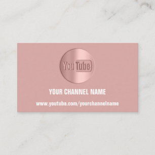 CHANNEL NAME YOU TUBER LOGO QR CODE ROSE BLUSH BUSINESS CARD