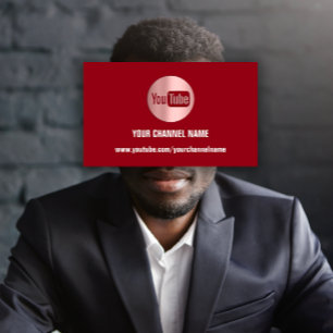 CHANNEL NAME YOU TUBER LOGO QR CODE ROSE BURGUNDY BUSINESS CARD
