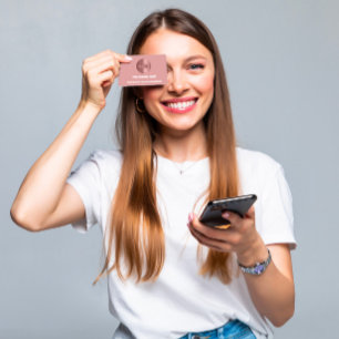 CHANNEL NAME YOU TUBER LOGO QR CODE ROSE POWDER  BUSINESS CARD