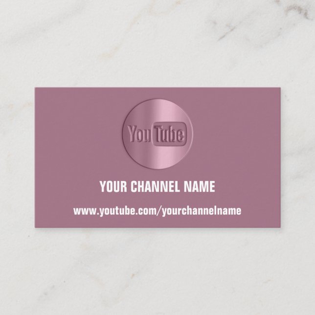 CHANNEL NAME YOU TUBER LOGO QR CODE ROSE VIOLET  BUSINESS CARD (Front)