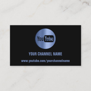 CHANNEL NAME YOUTUBER LOGO QR CODE BLUE BLACK BUSINESS CARD