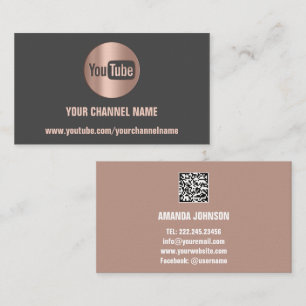 CHANNEL NAME YOUTUBER LOGO QR CODE GRAY BUSINESS CARD