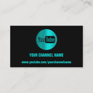 CHANNEL NAME YOUTUBER LOGO QR CODE MINT BLACK BUSINESS CARD