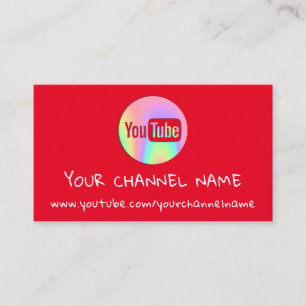 CHANNEL NAME YOUTUBER LOGO QR CODE RED BUSINESS CARD