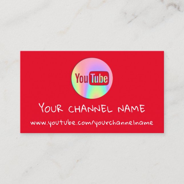 CHANNEL NAME YOUTUBER LOGO QR CODE RED BUSINESS CARD (Front)