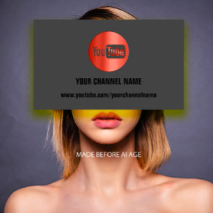 CHANNEL NAME YOUTUBER LOGO QR CODE RED BUSINESS CARD