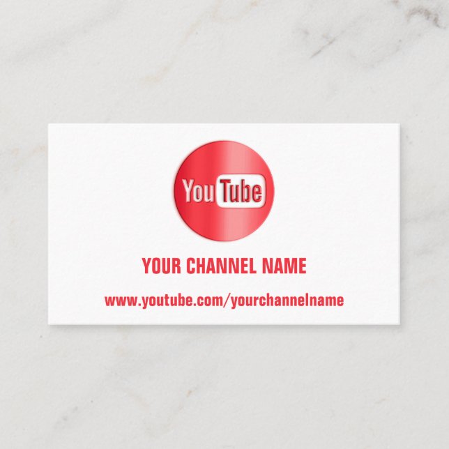 CHANNEL NAME YOUTUBER LOGO QR CODE RED WHITE  BUSINESS CARD (Front)