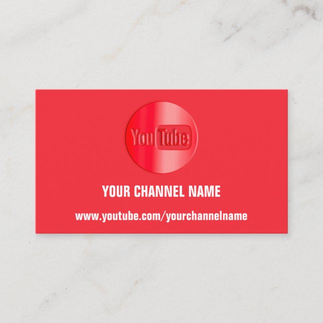 CHANNEL NAME YOUTUBER LOGO QR CODE RED WHITE  BUSINESS CARD (Front)
