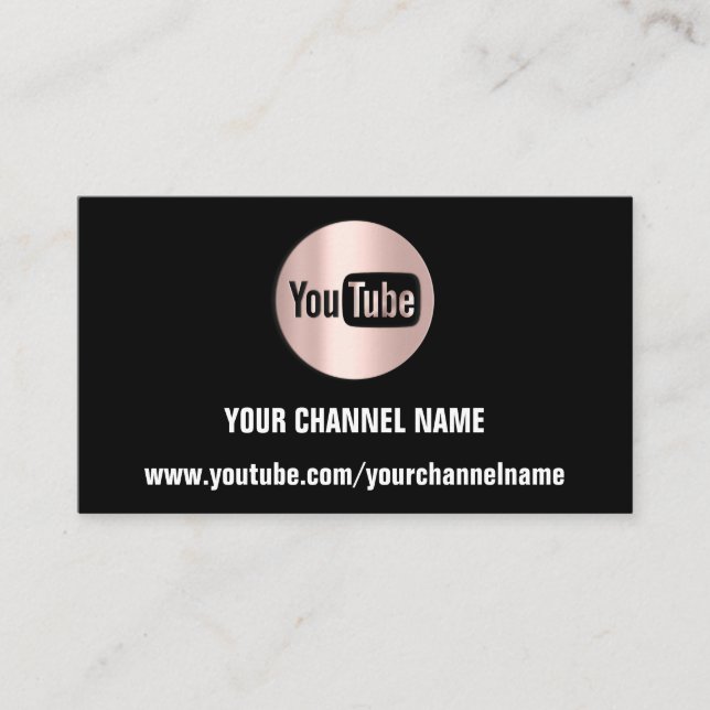 CHANNEL NAME YOUTUBER LOGO QR ROSE BLACK WHITE BUSINESS CARD (Front)