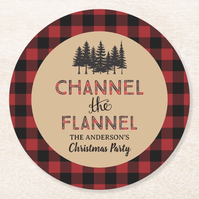 Channel The Flannel Christmas Party Paper Coasters (Front)