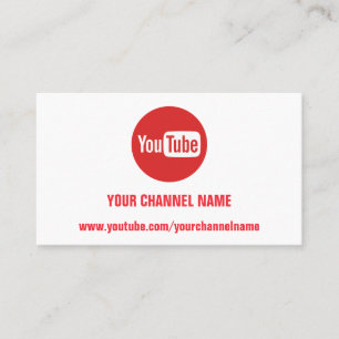 CHANNEL YOUTUBER LOGO QR CODE RED LOGO WHITE BUSINESS CARD
