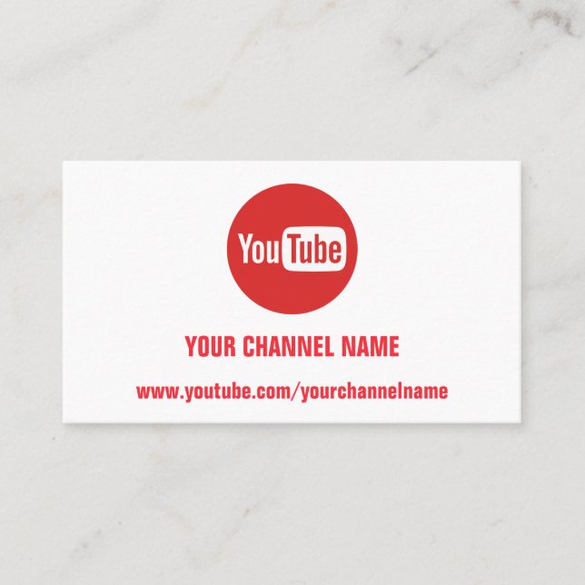 CHANNEL YOUTUBER LOGO QR CODE RED LOGO WHITE BUSINESS CARD (Front)