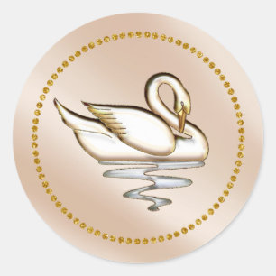 Chanpaigne Gold Swan Classic Round Sticker
