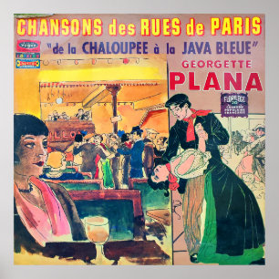 Chansons, French vintage record sleeve. Poster