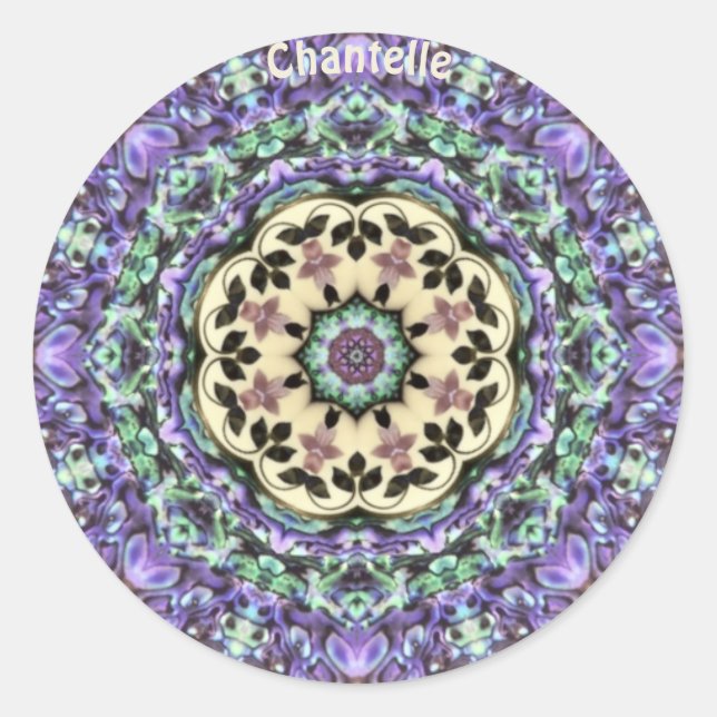 CHANTELLE ~ ABALONE ~ Paua Shell Kaleidoscope Classic Round Sticker (Front)