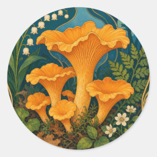Chanterelle Mushrooms Forest Bounty Kitchen Chef Classic Round Sticker