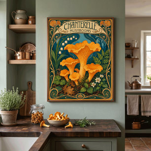 Chanterelle Mushrooms Forest Bounty Kitchen Chef Poster