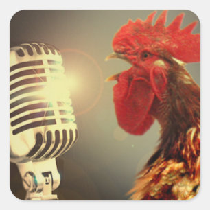 Chanticleer the Rooster with microphone Square Sticker