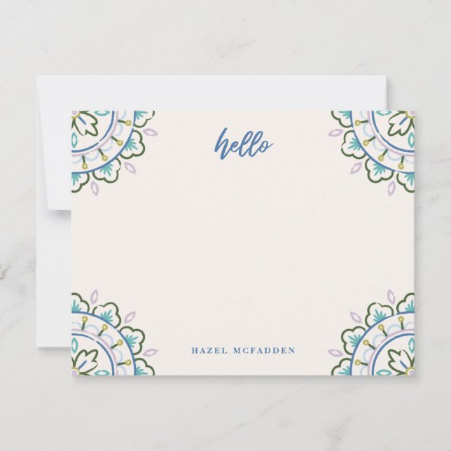 Chantilly Boho Mandala Stationery - Azure Card (Front)