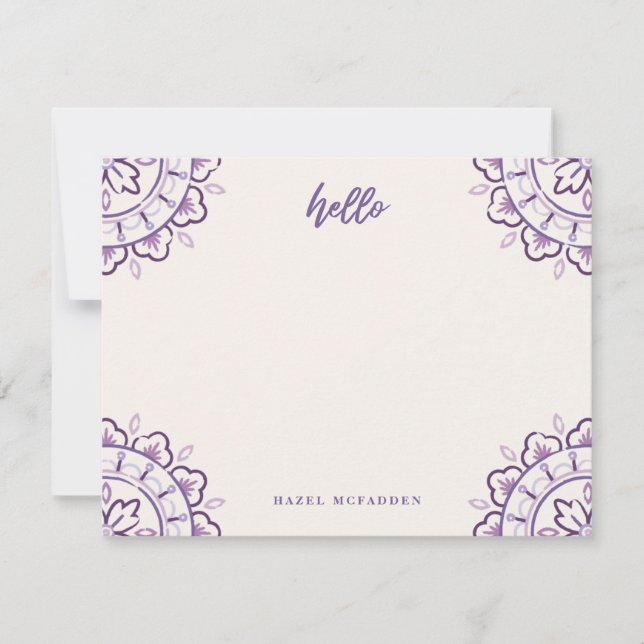 Chantilly Boho Mandala Stationery - Grape Card (Front)