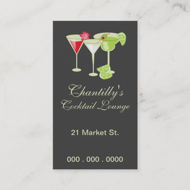 Chantilly Cocktail/Bartending Biz Card (Front)