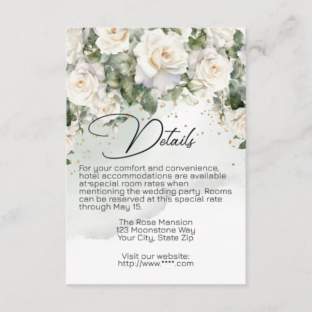 Chantilly Lace Wedding Details Card  (Front)
