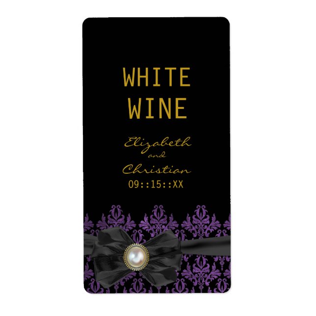 Chantilly Lace Wedding Wine Labels (Front)