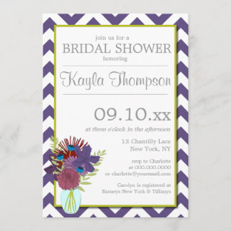 Chantilly Mason Jar Chevron Bridal Shower Invite