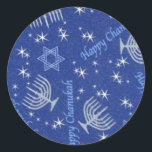 chanuka happy classic round sticker<br><div class="desc">sticker</div>