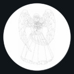 Chanukah Angel Classic Round Sticker<br><div class="desc">Original artwork by Thedustyphoenix.</div>