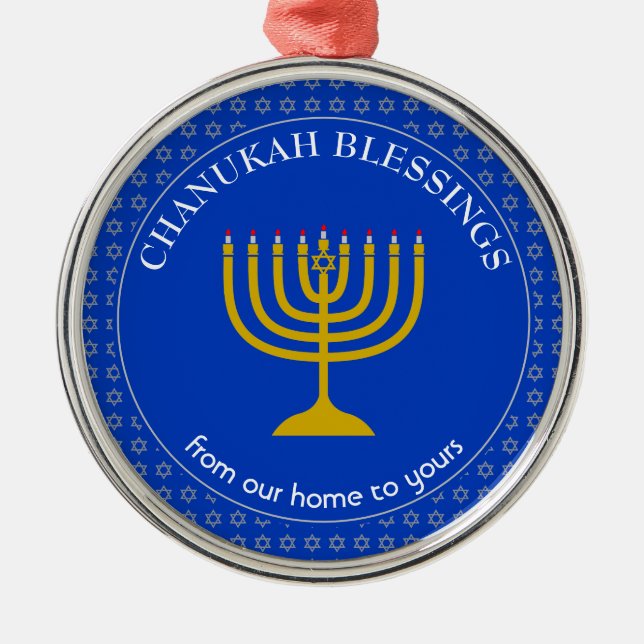 CHANUKAH BLESSINGS | Menorah | Hanukkah Metal Tree Decoration (Front)