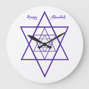 Chanukah Blue Stars of David Large Clock