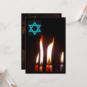 Chanukah candle flames, Star of David Invitation
