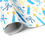 Chanukah Candles Burning White Blue Gold Wrapping Paper<br><div class="desc">Add some holiday colour and sparkle with this fun Chanukah wrapping paper design. Appropriate for children or adults, corporate or family gift wrap needs. There are coordinating gift bags, tissue paper, and ribbon for a complete Chanukah look, or you can mix and match with our other Chanukah wrapping paper patterns....</div>