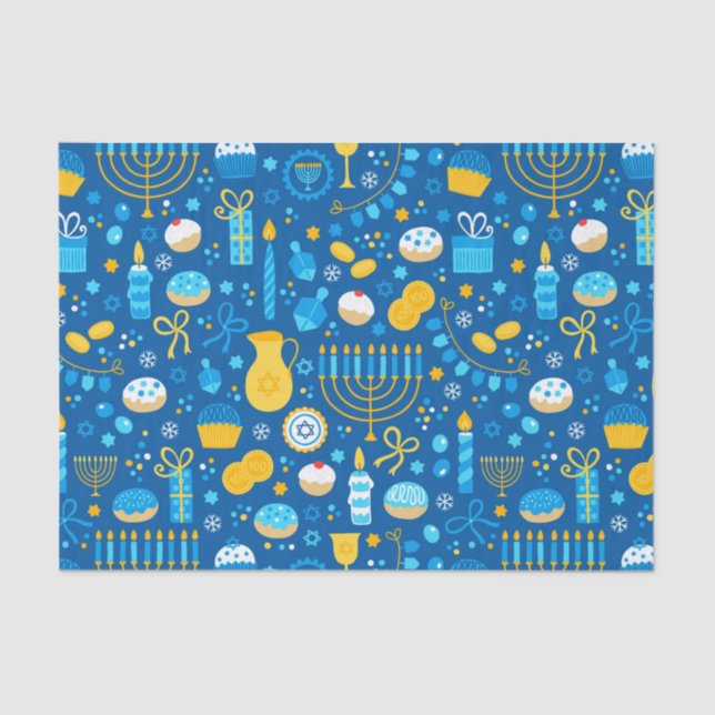 Chanukah Celebrating Gelt Blue Tissue Paper (Front)