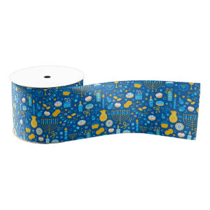 Chanukah Celebrating Gelt Jewish Stars Snowflakes Grosgrain Ribbon