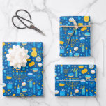 Chanukah Celebrating Gelt Jewish Stars Snowflakes Wrapping Paper Sheet<br><div class="desc">Sometimes you just have a few items to wrap for Chanukah, and you don't want to buy a huge roll of Chanukah wrapping paper that will linger in your closet for years. This selection of three Chanukah wrapping paper sheets is perfect for wrapping a few gifts. Three separate sheets of...</div>