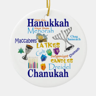 Chanukah Collage/Light the Lights Ceramic Tree Decoration