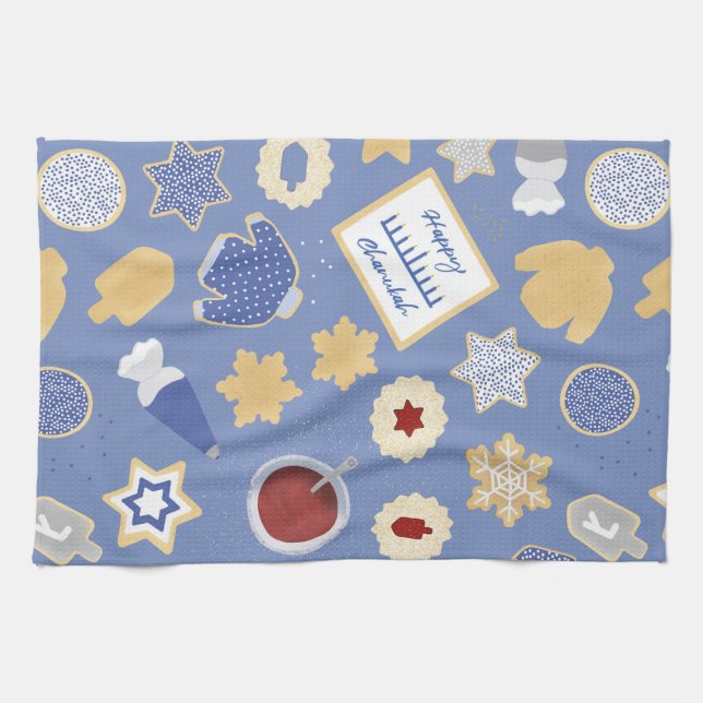 Chanukah cookie party tea towel (Horizontal)
