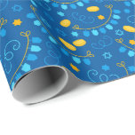 Chanukah Dreidel Banners Gelt Gifts Jewish Stars Wrapping Paper<br><div class="desc">Add some holiday colour and sparkle with this fun Chanukah wrapping paper design. Appropriate for children or adults, corporate or family gift wrap needs. There are coordinating gift bags, tissue paper, and ribbon for a complete Chanukah look, or you can mix and match with our other Chanukah wrapping paper patterns....</div>